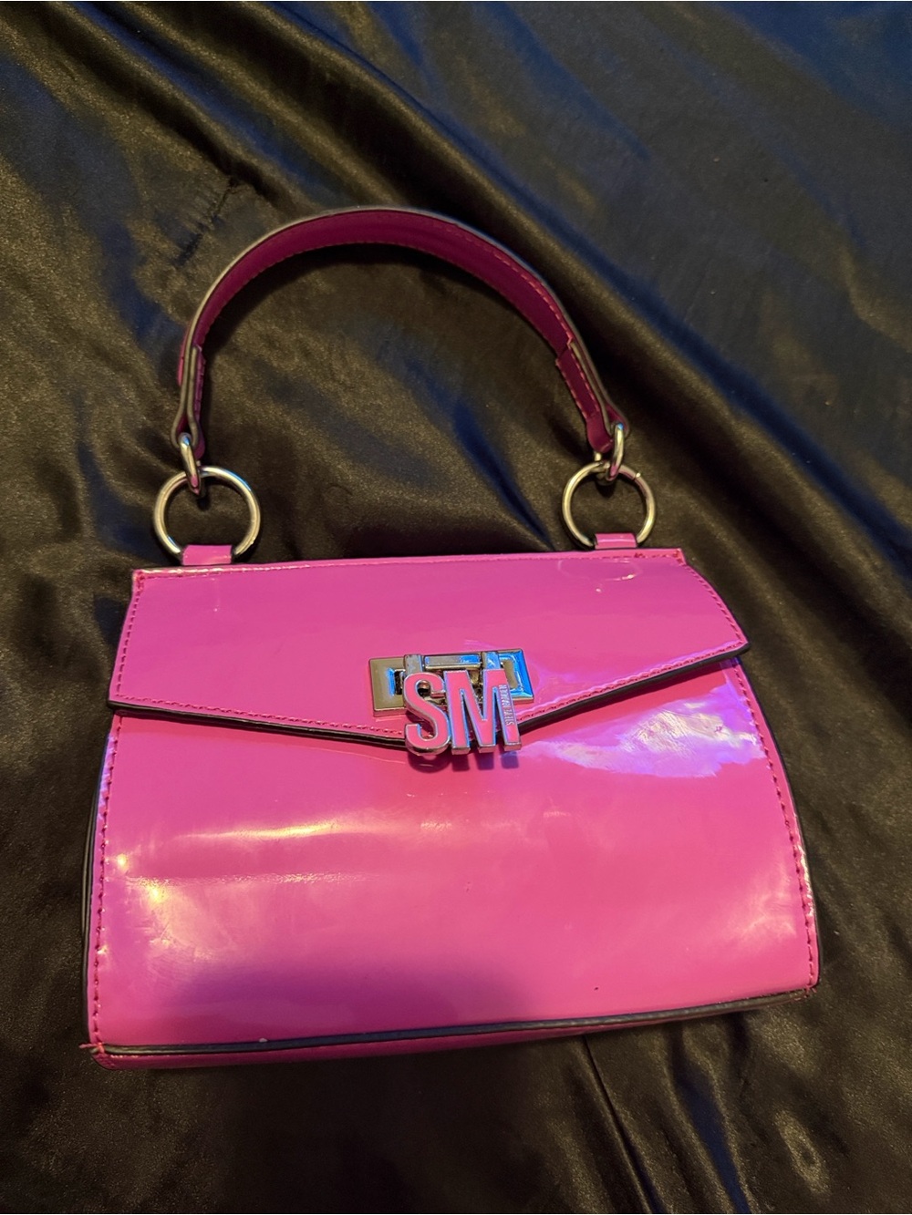 SM Monogram Patent Leather Top-Handle Bag in Hot Pink